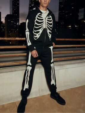 Forever 21 Pants - black skeleton fleece jogging pants